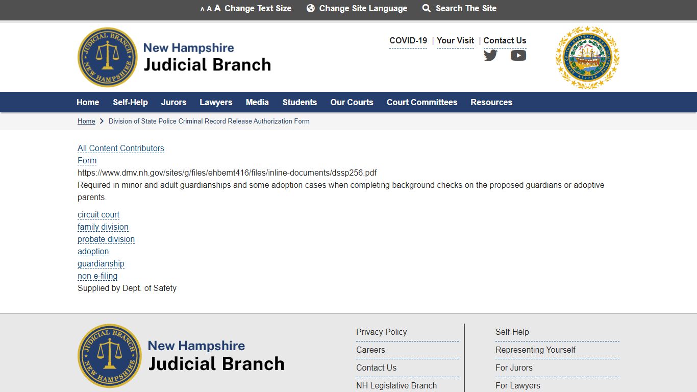 Division of State Police Criminal Record Release Authorization Form ...